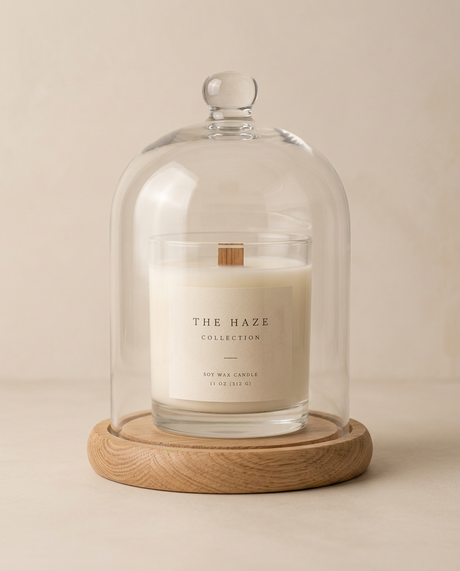The Display Set: 11 oz candle, Candle cloche